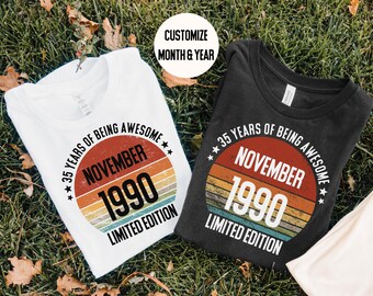 Camiseta de hito de cumpleaños para hombres y mujeres, camiseta gráfica retro vintage, camiseta de cumpleaños personalizada, camiseta de cumpleaños de año de hito personalizada
