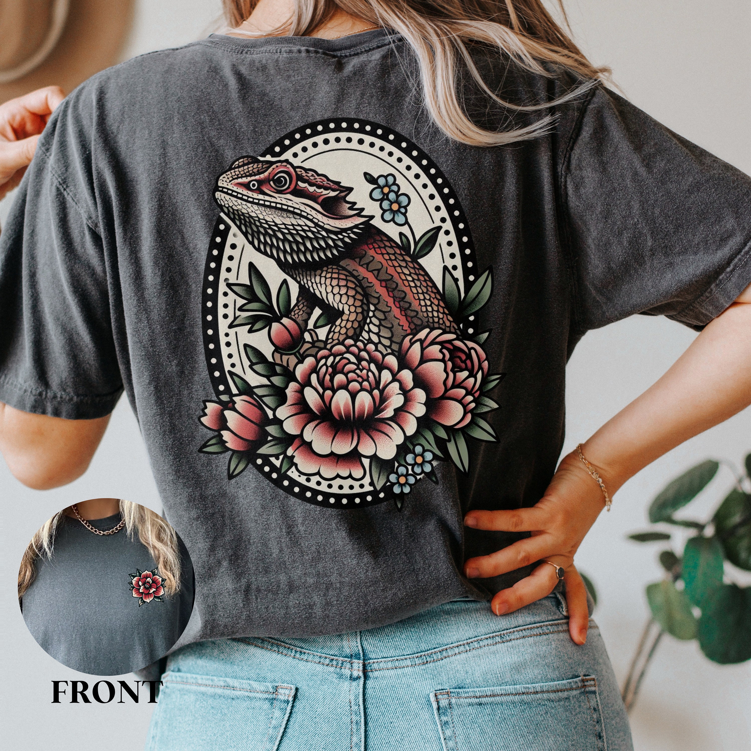 Traditional Bearded Dragon Shirt, Bearded Dragon Lover Pet Gift, Floral Bearded Dragon Tshirt For Mother's Day Birthday Gift Ideas For Her