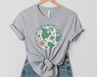 Earth Day Shirt, Floral Earth Planet Shirt, Climate Change Awareness Tee, Be Kind To Our Planet Tee, Support Planet Tee