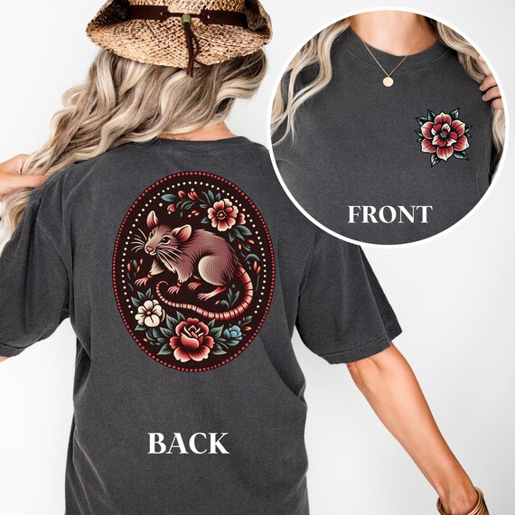Comfort Colors Rat T-shirt, Rat Lover Gift, Traditional Floral Rat Shirt, New Rat Mom, Rat Graphic Tee, Pet Gift, Unique Gift Ideas for Her