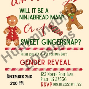 Gingerbread-man Gender Reveal Invitations