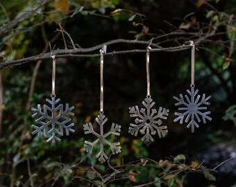 Rustic Metal Snowflake Ornaments Set of Four