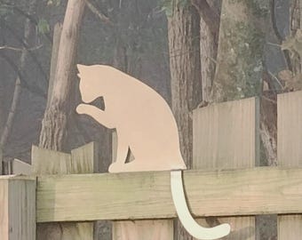 Metal Cat Fence and Door Decor • Sitting Cat Wall Art • Outdoor Door Hanging • Garden Cat Silhouette • Cat Lover Gift