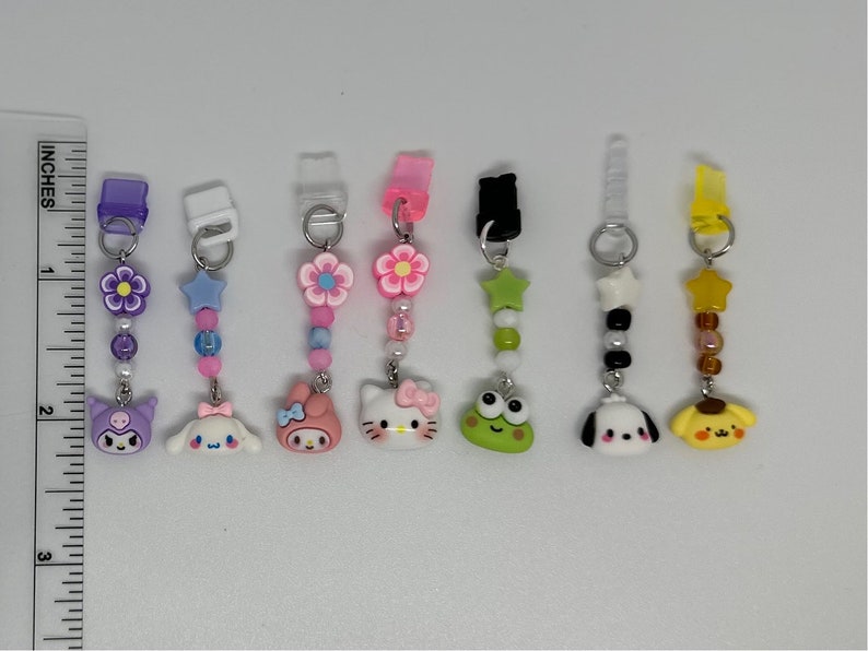 Super Cute & Fun Sanrio Kawaii Characters Beaded Customizable Dust Plug Charm iPhone Switch iPad Lightning USB-C AUX image 9