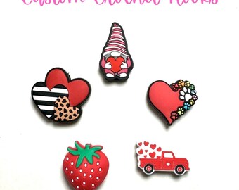 Custom Silicone Beaded Crochet Hook Clover/Bates Valentine's Day Heart Love Strawberry Red Truck