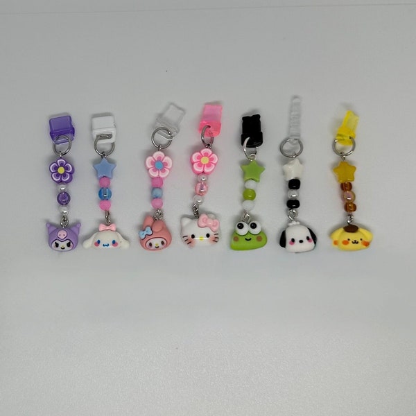 Super Cute & Fun Sanrio Kawaii Characters Beaded Customizable Dust Plug Charm iPhone Switch iPad Lightning USB-C AUX