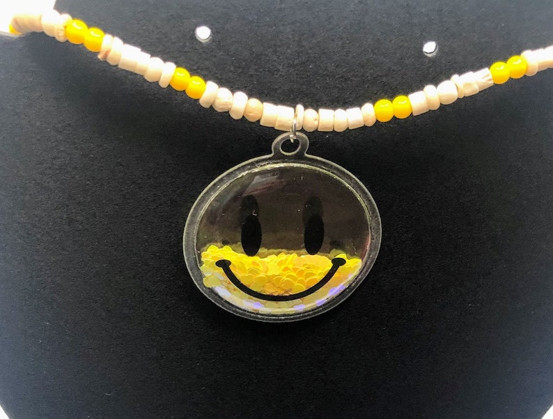 Smiley Face Necklace Kidcore Y2K Aesthetic Jewelry Rave Vaporwave Whimsical Bone Bold Necklace