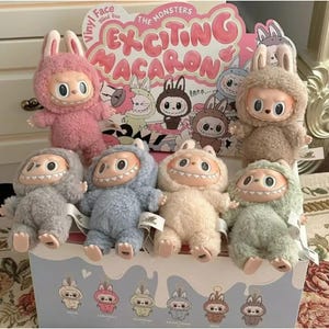 Exciting Doll Macaron Series, The Monsters Handmade Blind Box Figure, Kawaii Vinyl Toy, Collectible Gift, Surprise bag charm aesthetic.