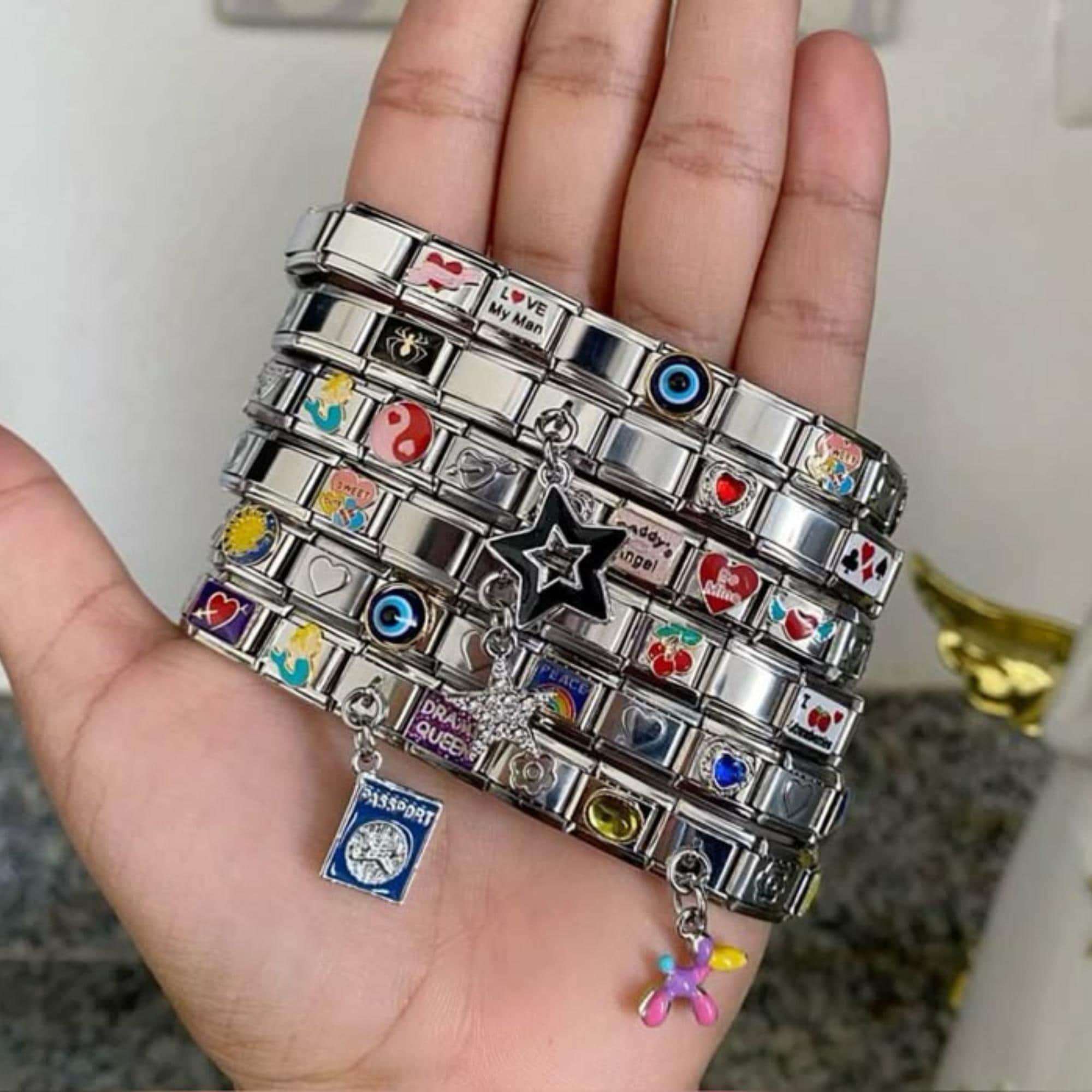 Quiges Italian Charms Module Laser 9 Mm, Étain