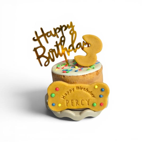 Personalised Dog Birthday Sprinkle Cake, Iced Biscuits, Dog Treats Box