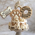 Dog Birthday Cake treat box with iced biscuit toppers, Homemade Personalised iced cake - healthy DOGGY GIFT for puppy dog - Black and white product logo