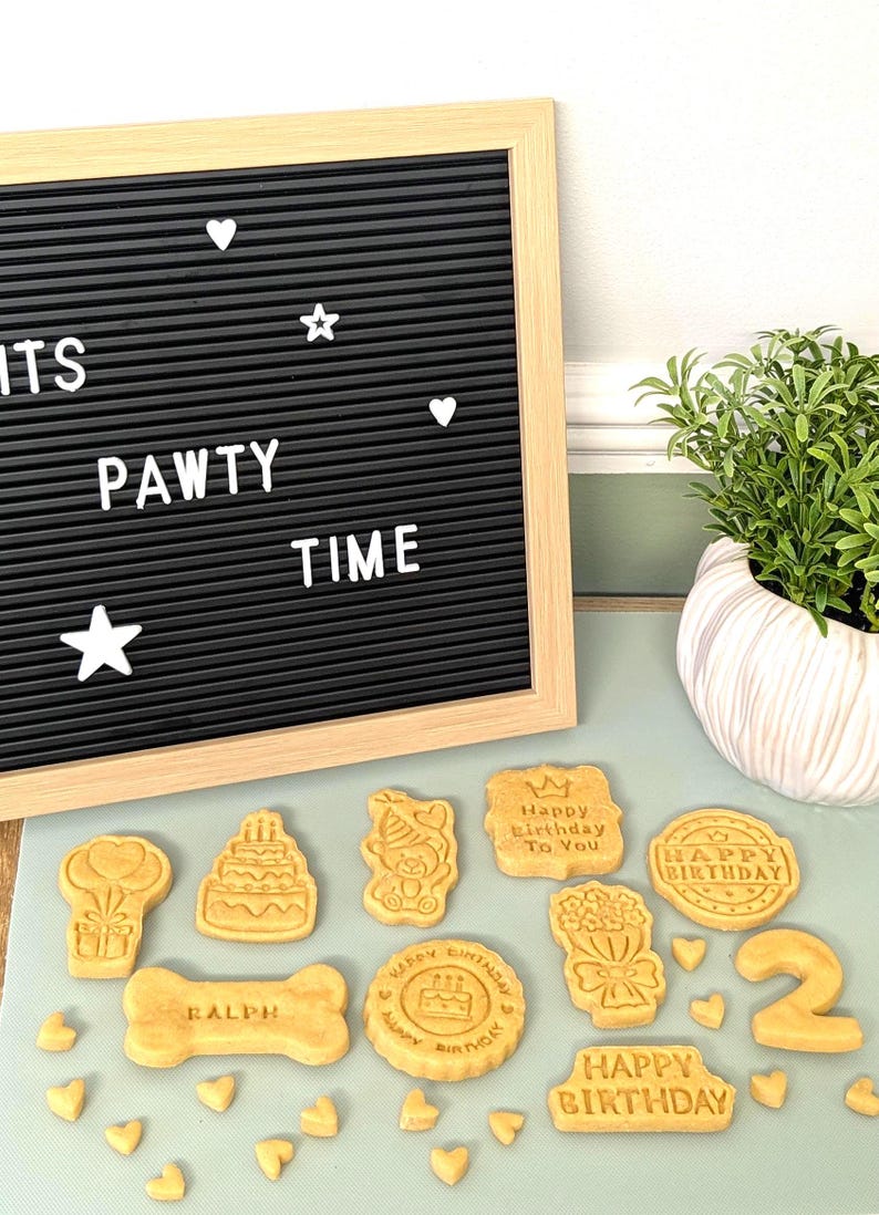 Dog Birthday Box, Homemade Grain Free Personalised Biscuit Treats X10