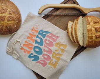 Artisan 100% Linen Bread Bag with Drawstring, Boule / Sourdough, Reusable, Food Storage, Handmade