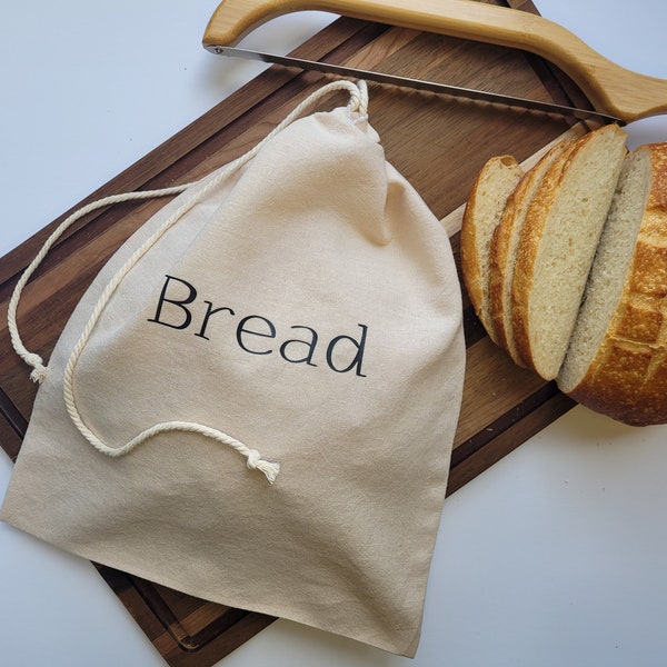 Artisan 100% Linen Bread Bag with Drawstring, Boule / Sourdough, Reusable, Food Storage, Handmade