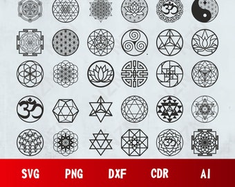 Sacred Geometry Bundle, Vector Files, .Png, .Svg, .Dxf, .Cdr, .Ai, Ready to print, Mandala, INSTANT DOWNLOAD, Cut File