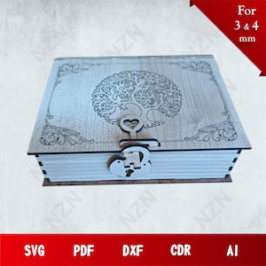 Box Laser Cut SVG, Laser Cut Wood Organizer, Vector Files, .Png, .Svg, .Dxf, .Cdr, .Ai,INSTANT DOWNLOAD, Money Box