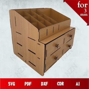 Desk Organiser Laser Cut SVG, Laser Cut Wood Organizer, Vector Files, .Png, .Svg, .Dxf, .Cdr, .Ai,INSTANT DOWNLOAD, Wood Laser Cut