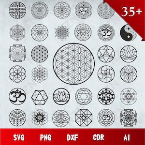 Sacred Geometry Bundle, Vector Files, .Png, .Svg, .Dxf, .Cdr, .Ai, Ready to print, Mandala, INSTANT DOWNLOAD, Cut File