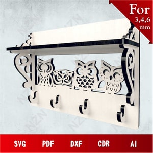 Key Holder Laser Cut SVG, Wall Key Holder, Vector Files, .Png, .Svg, .Dxf, .Cdr, .Ai,INSTANT DOWNLOAD, Cut File