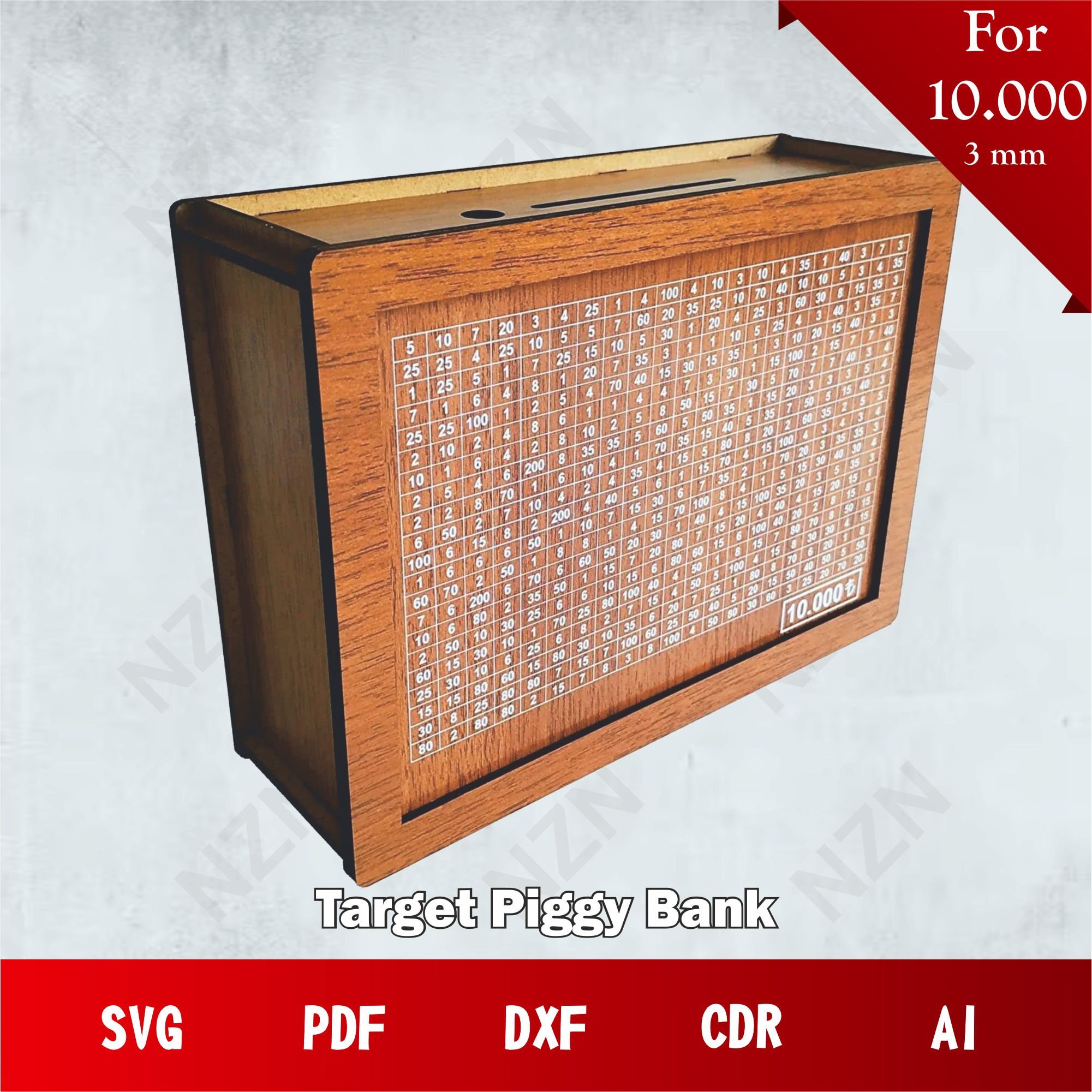 Piggy Bank Laser Cut SVG, Laser Cut Wood Organizer, Vector Files, .Png, .Svg, .Dxf, .Cdr, .Ai,INSTANT DOWNLOAD, Money Box