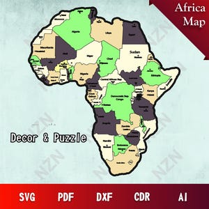 Africa Map Bundle, Vector Files, .Png, .Svg, .Dxf, .Cdr, .Ai, Ready to print, INSTANT DOWNLOAD, Cut File