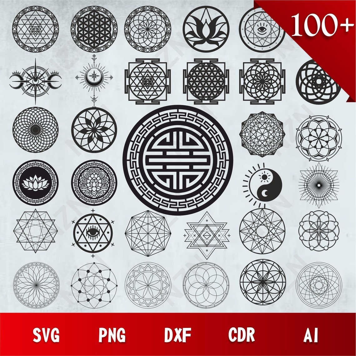 Sacred Geometry Bundle, Vector Files, .png, .svg, .dxf, .cdr, .ai ...