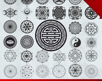 Heilige Geometrie Bündel, Vektordateien, .Png, .Svg, .Dxf, .Cdr, .Ai, bereit zum Drucken, Mandala, SOFORT-DOWNLOAD, Schnittdatei