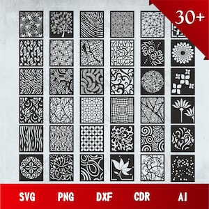 Paquete de paneles cortados con láser, archivos vectoriales, .png, .svg, .dxf, .cdr, .ai, listos para imprimir, paneles geométricos, descarga instantánea, archivo de corte