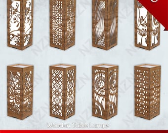 Hölzerne Tischlampen Laser Cut SVG, Lampe Modern, Vektordateien, .Png, .Svg, .Dxf, .Cdr, .Ai, SOFORTIGER DOWNLOAD, Schnittdatei