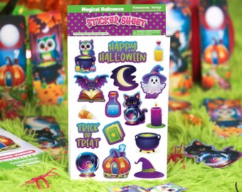 Magical Halloween Sticker Sheet - Planner Stickers, Stickers for Kids