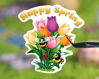 Happy Spring Decal Sticker - Waterproof Decal, Laptop Sticker, Easter Gift and Teacher Gift