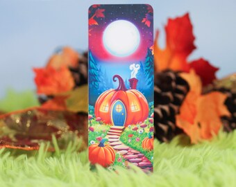 Pumpkin Cottage Bookmark - Perfect Book Lover Gift, Cute Fall Art