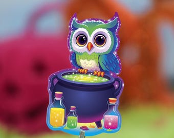Cauldron Owl Decal Sticker - Waterproof Decal, Laptop Sticker, Halloween Sticker