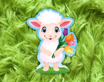 Cute Easter Lamb Decal Sticker - Waterproof Decal, Laptop Sticker, Easter Gift and Teacher Gift