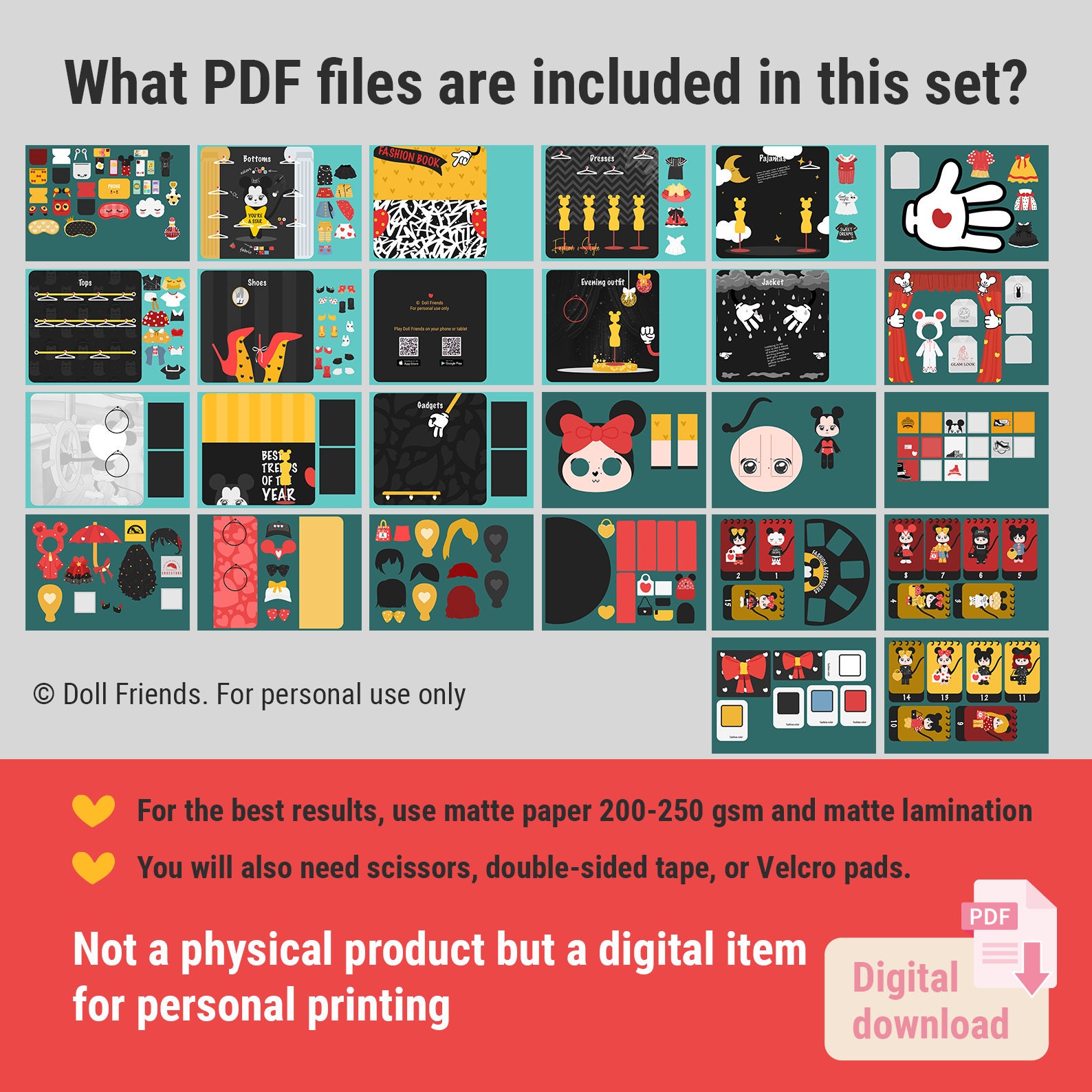 Crafty Kids Printable: Paper Doll Mouse &amp; Fashion Book Set - Etsy