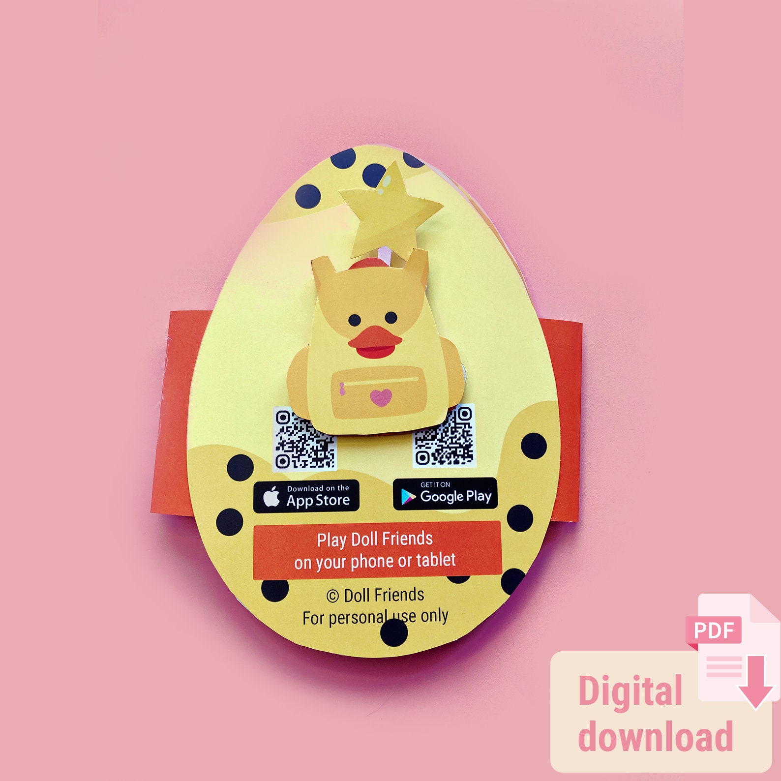 Paper Duck Doll and Cozy Home Printable Template PDF - Etsy
