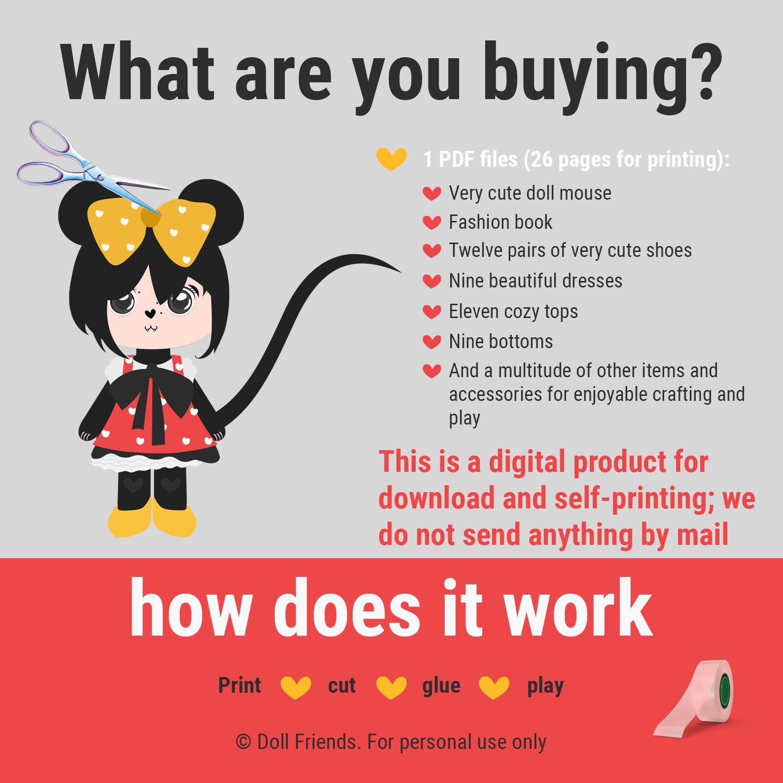 Crafty Kids Printable: Paper Doll Mouse &amp; Fashion Book Set - Etsy