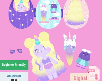 Magical Paper Craft: Unicorn Doll and Egg House Printable's \ PDF