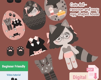 Printable Raccoon Paper Doll Crafting Adventure: Cozy Critter Collection \ PDF