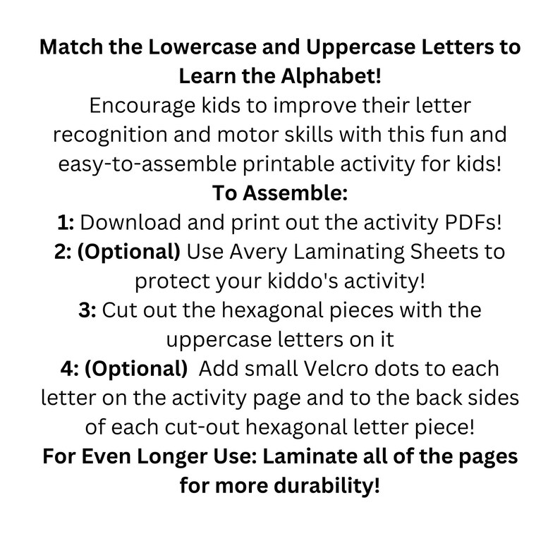 Printable Matching Alphabet Activity for Preschool Learning Fun for