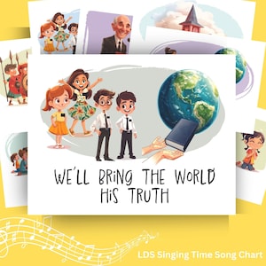 Tabel met primaire zangtijdnummers van de wereld | LDS Primary Chorister helpt | Liedafbeeldingen | Digitale download