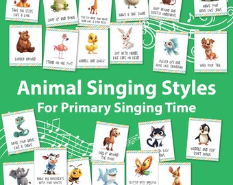 Animal Singing Styles for Primary | LDS Primary Chorister Helps | Singing Time Activity | Digital Download