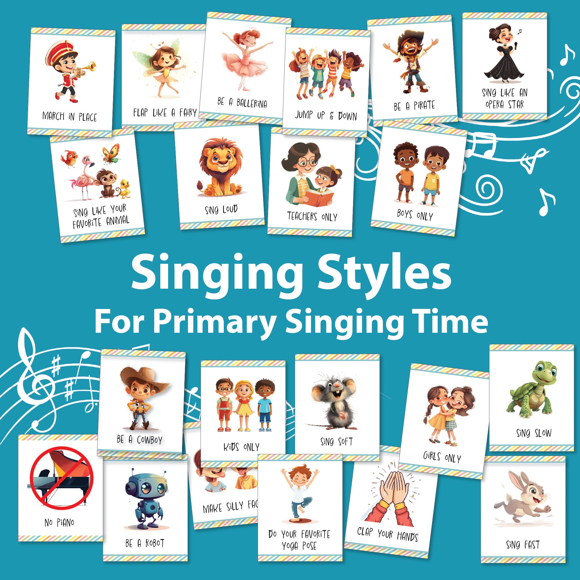 Primary Singing Styles Activity | LDS Primary Chorister Helps | Singing Time Game | Digital Download