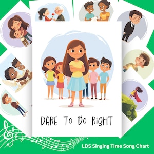 Cuadro de canciones de Dare To Do Right Singing Time / Ayuda para el corista de la Primaria SUD / Imágenes de las canciones / Descarga digital