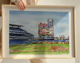 Citizen's Bank Park Watercolor Art Print: Phillies Baseball Stadium Decor