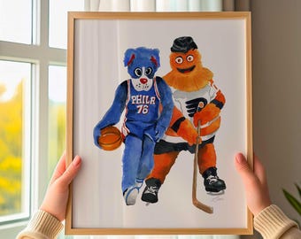 Franklin And Gritty Wall Art Print of Watercolor Painting