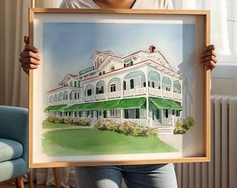 Chalfonte Inn  Cape May New Jersey Art Print of Original Watercolor Painting