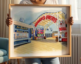 Morey's Pier Art Print , Wildwood Boardwalk, Jersey Shore Landmark