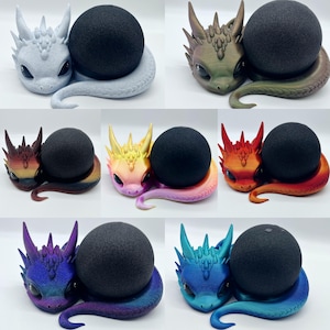 Drache kompartibel mit Alexa Echo Dot 5. 3D gedruckte Alima Drachenfigur mit bemalten Augen in vielen Farben