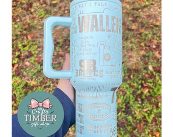 40oz MW Tumbler with handle - Laser engraved Tumbler - Country Music Tumbler